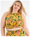 Plus Size Printed Crossover Cropped Tank Kauai Garden $13.63 Tops