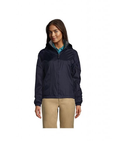 School Uniform Women's Fleece Lined Rain Jacket Blue $33.25 Jackets