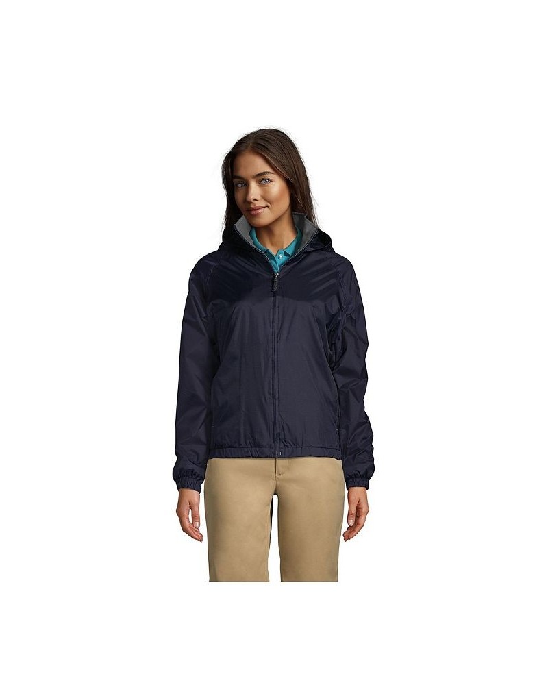 School Uniform Women's Fleece Lined Rain Jacket Blue $33.25 Jackets