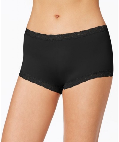 Lace Trim Microfiber Boyshort Underwear 40760 Black $8.91 Panty