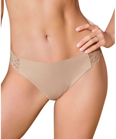 Women's Lace Side Seamless Thong Panty Tan/Beige $12.48 Panty