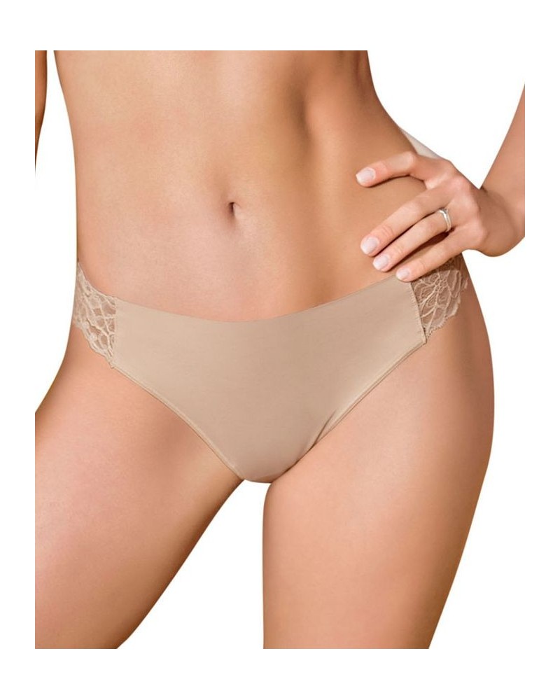 Women's Lace Side Seamless Thong Panty Tan/Beige $12.48 Panty