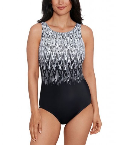 Shape Solver Sport Women's Sharp Therapy One-Piece Swimsuit Black/White $43.66 Swimsuits