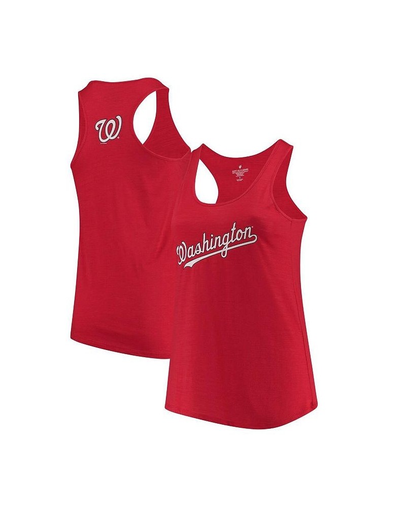 Women's Red Washington Nationals Plus Size Swing for the Fences Racerback Tank Top Red $29.00 Tops