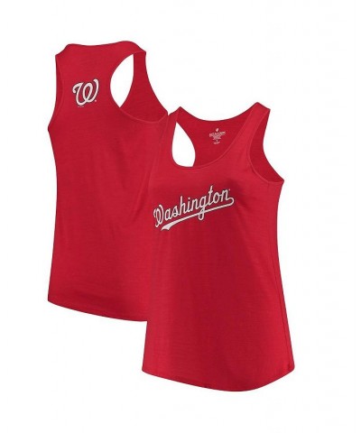 Women's Red Washington Nationals Plus Size Swing for the Fences Racerback Tank Top Red $29.00 Tops