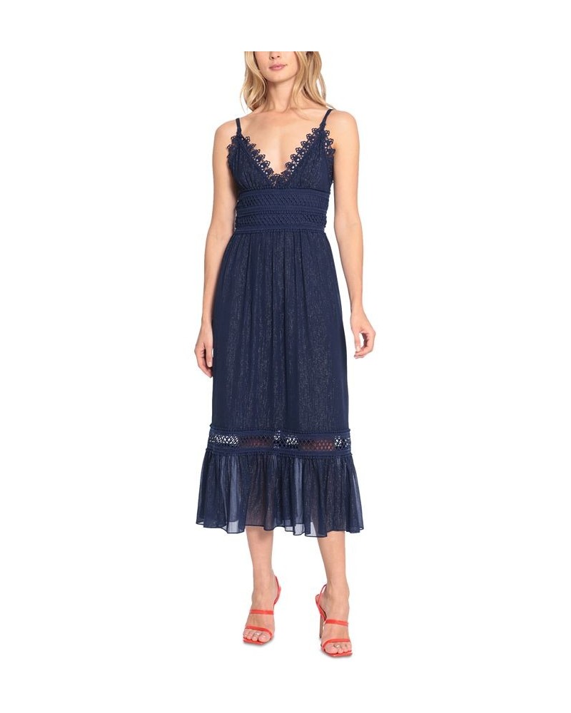 Women's Lace-Trimmed Midi Dress Royal Navy $55.30 Dresses