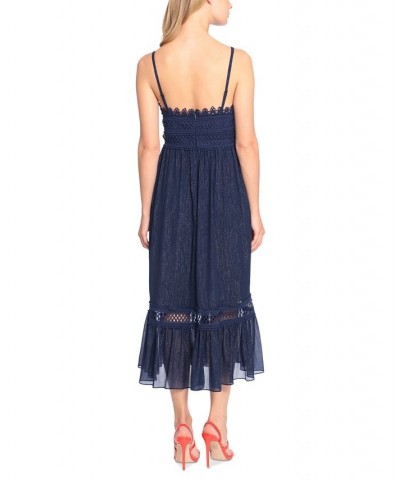 Women's Lace-Trimmed Midi Dress Royal Navy $55.30 Dresses