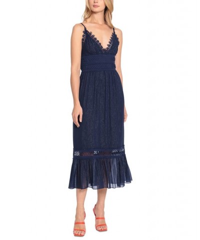 Women's Lace-Trimmed Midi Dress Royal Navy $55.30 Dresses