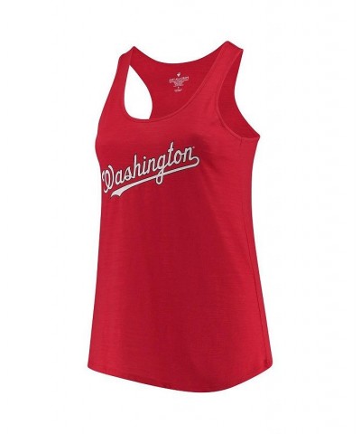 Women's Red Washington Nationals Plus Size Swing for the Fences Racerback Tank Top Red $29.00 Tops