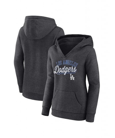 Women's Branded Heather Charcoal Los Angeles Dodgers Simplicity Crossover V-Neck Pullover Hoodie Heather Charcoal $30.00 Swea...