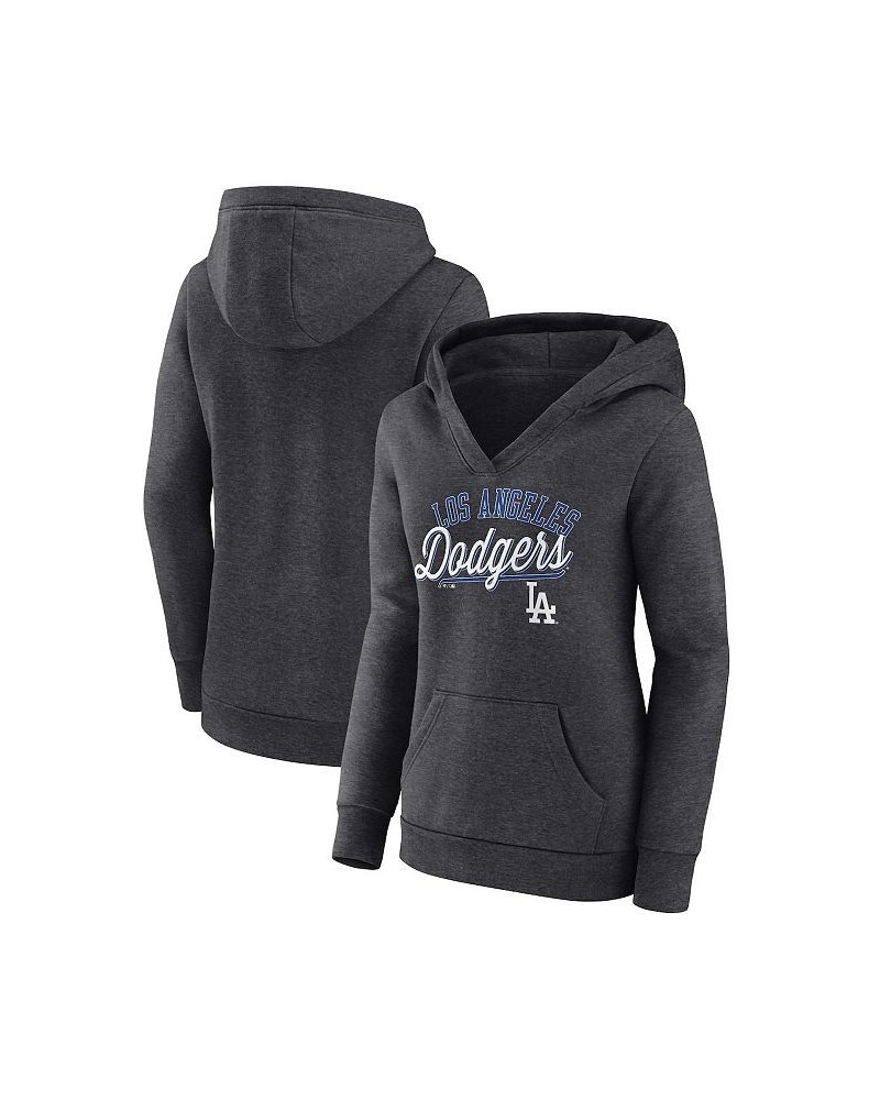 Women's Branded Heather Charcoal Los Angeles Dodgers Simplicity Crossover V-Neck Pullover Hoodie Heather Charcoal $30.00 Swea...