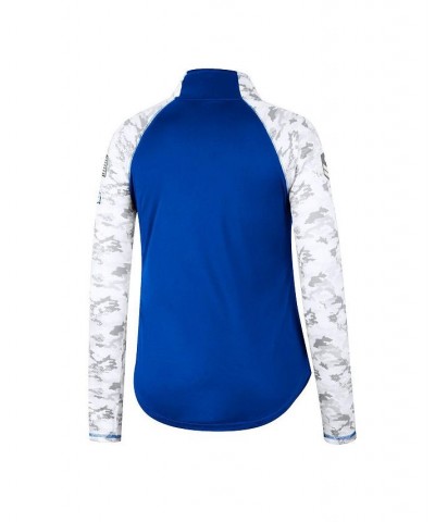 Women's Royal Air Force Falcons OHT Military-Inspired Appreciation Flash Arctic Camo Raglan Quarter-Zip Jacket Royal $32.44 J...