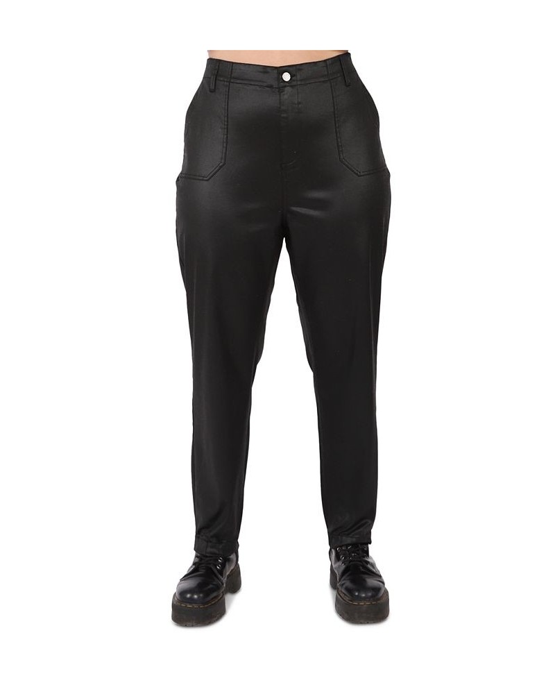 Trendy Plus Size Coated Jogger Pants Coated Black $15.42 Pants