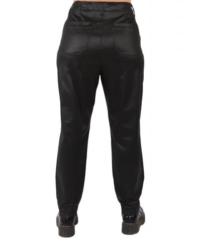 Trendy Plus Size Coated Jogger Pants Coated Black $15.42 Pants