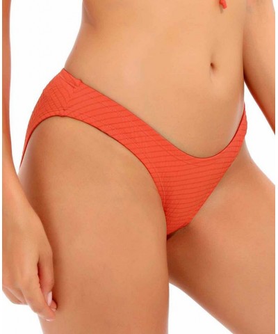 Women's Golden Wave Textured Hipster Bottoms Red $38.48 Swimsuits