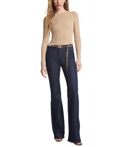 Women's Button Mid-Rise Boot-Cut Jeans Indigo Rinse $59.20 Jeans