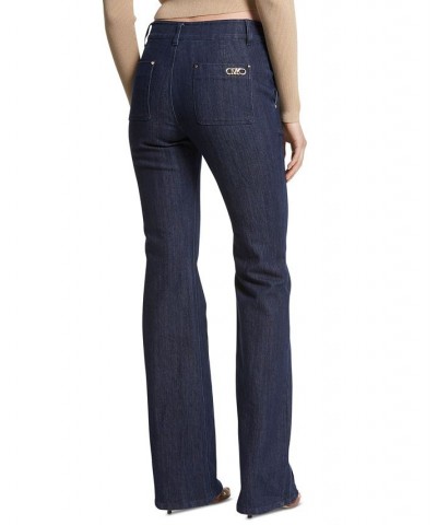 Women's Button Mid-Rise Boot-Cut Jeans Indigo Rinse $59.20 Jeans