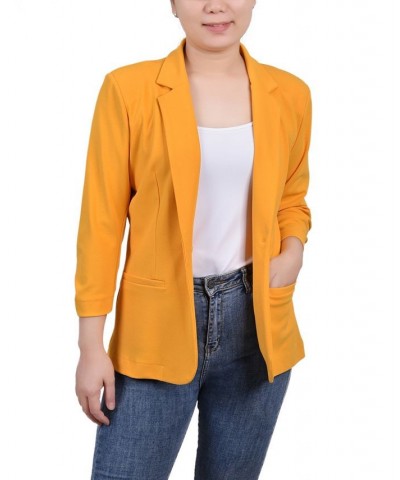 Petite 3/4 Sleeve Scuba Crepe Blazer Gold $15.84 Jackets