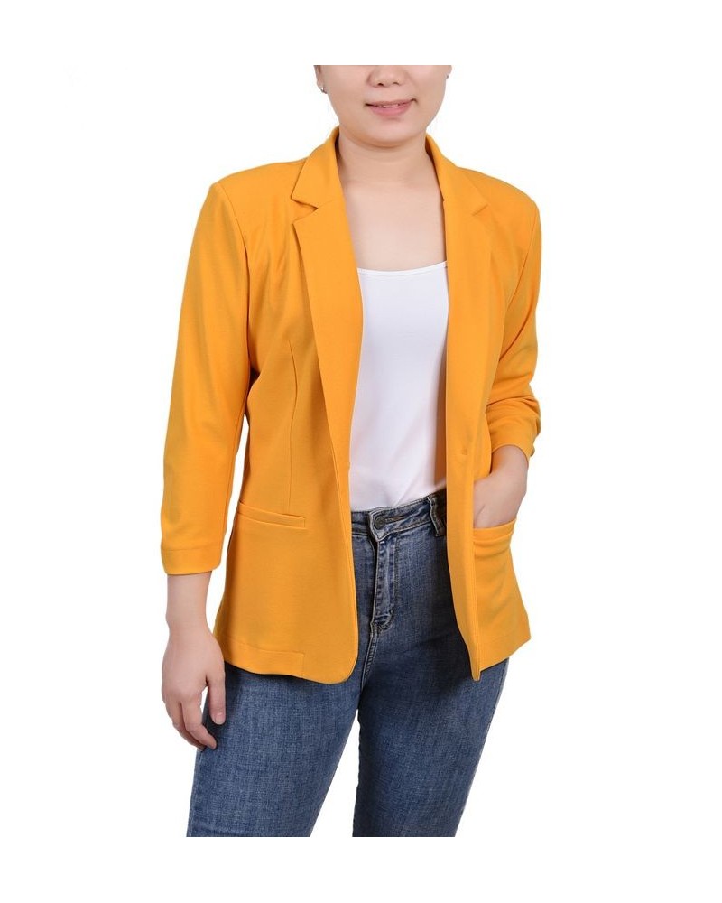 Petite 3/4 Sleeve Scuba Crepe Blazer Gold $15.84 Jackets