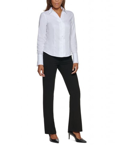 Petite Cotton Collared Button-Down Blouse White $40.32 Tops