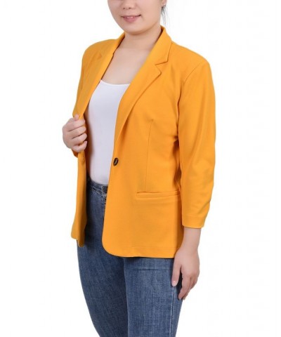 Petite 3/4 Sleeve Scuba Crepe Blazer Gold $15.84 Jackets