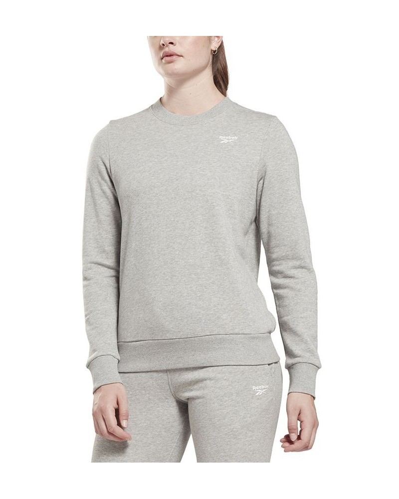 Women's Identity Crewneck Small-Logo French Terry Sweatshirt Gray $18.81 Tops