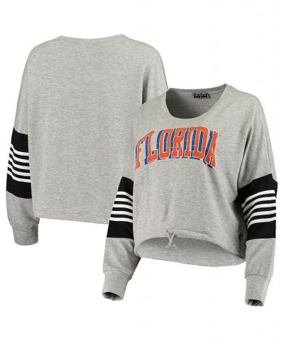 Women's Heathered Gray Florida Gators Real MVP French Terry Tri-Blend Striped Pullover Sweatshirt Heathered Gray $31.50 Sweat...