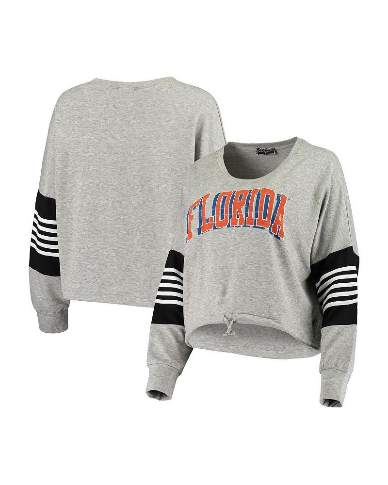 Women's Heathered Gray Florida Gators Real MVP French Terry Tri-Blend Striped Pullover Sweatshirt Heathered Gray $31.50 Sweat...