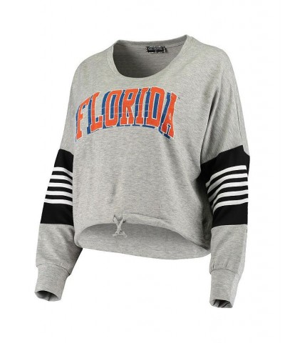 Women's Heathered Gray Florida Gators Real MVP French Terry Tri-Blend Striped Pullover Sweatshirt Heathered Gray $31.50 Sweat...