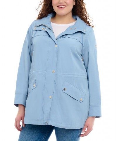 Women's Plus Size Hooded Water-Resistant Anorak Coat Chambray $53.28 Coats