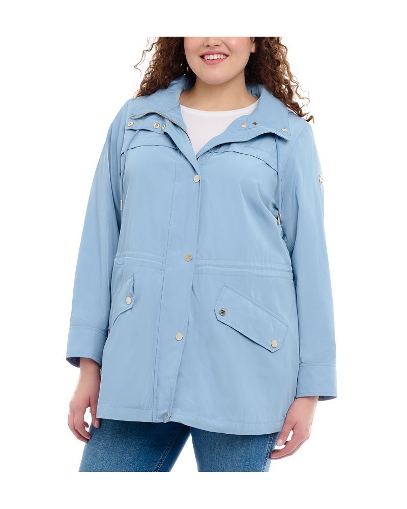 Women's Plus Size Hooded Water-Resistant Anorak Coat Chambray $53.28 Coats