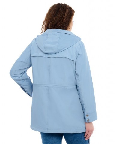 Women's Plus Size Hooded Water-Resistant Anorak Coat Chambray $53.28 Coats