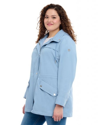 Women's Plus Size Hooded Water-Resistant Anorak Coat Chambray $53.28 Coats