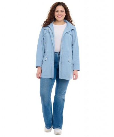 Women's Plus Size Hooded Water-Resistant Anorak Coat Chambray $53.28 Coats