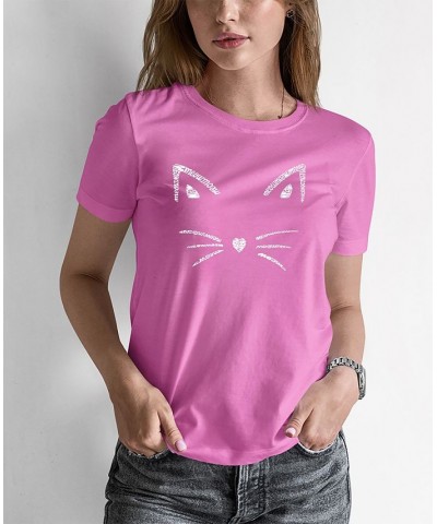 Women's Word Art Whiskers T-shirt Pink $15.05 Tops