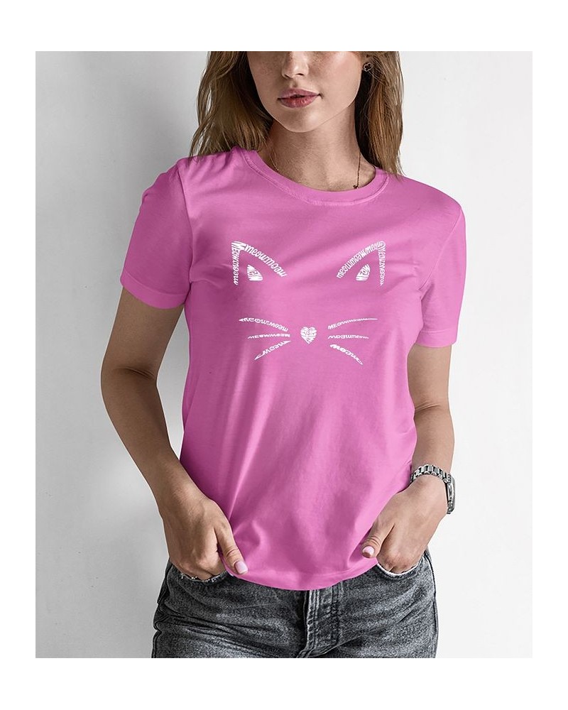 Women's Word Art Whiskers T-shirt Pink $15.05 Tops