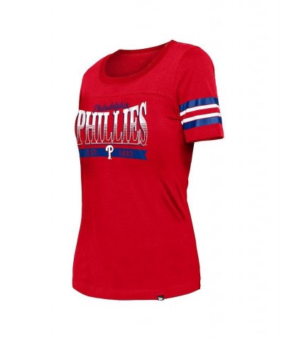 Women's Red Philadelphia Phillies Team Stripe T-shirt Red $23.91 Tops