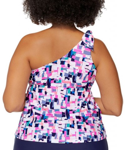 Trendy Plus Size Calabasas Marita Tankini Top White Multi $36.48 Swimsuits