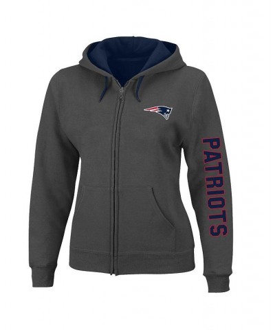 Women's Heather Charcoal New England Patriots Plus Size Fleece Full-Zip Hoodie Jacket Heather Charcoal $52.24 Jackets