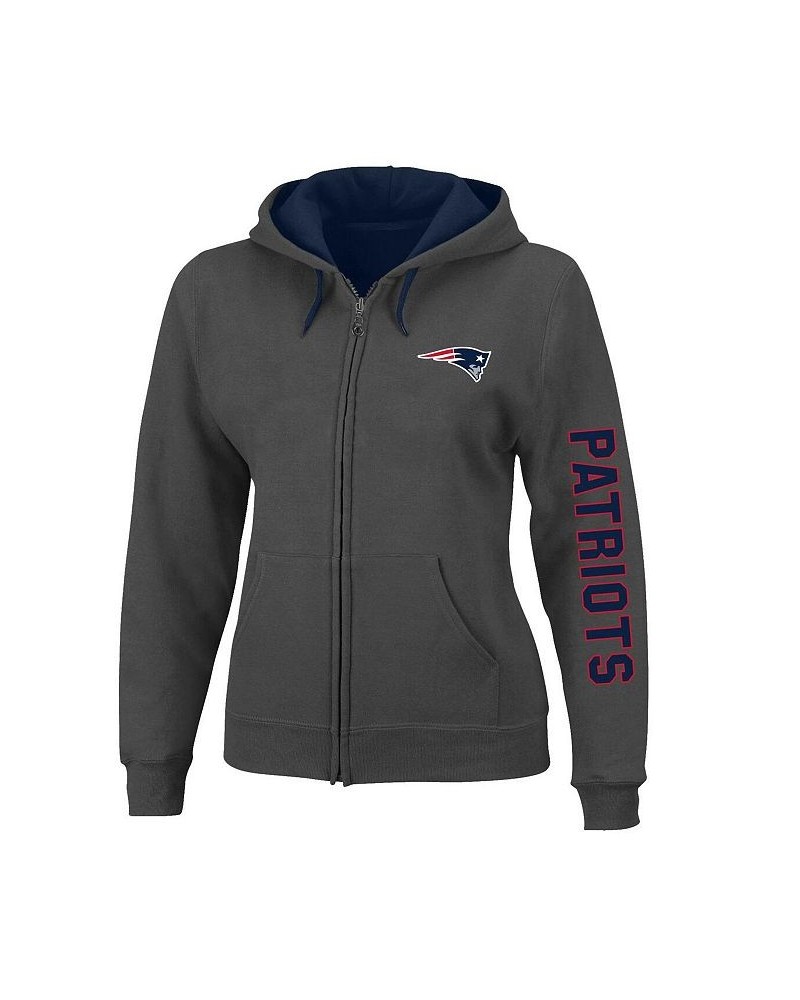 Women's Heather Charcoal New England Patriots Plus Size Fleece Full-Zip Hoodie Jacket Heather Charcoal $52.24 Jackets