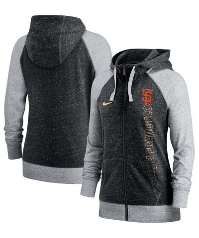 Women's Black San Francisco Giants In Pocket Gym Vintage-Like Full-Zip Hoodie Black $38.40 Sweatshirts