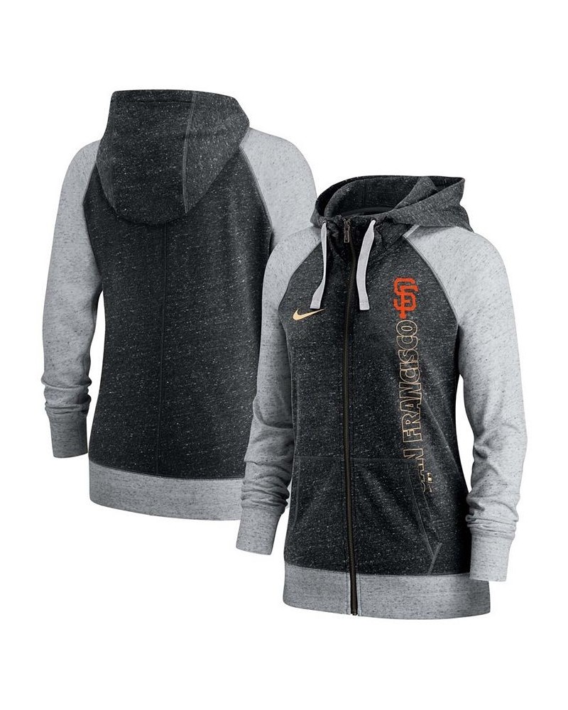 Women's Black San Francisco Giants In Pocket Gym Vintage-Like Full-Zip Hoodie Black $38.40 Sweatshirts