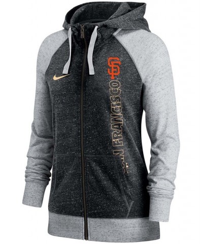 Women's Black San Francisco Giants In Pocket Gym Vintage-Like Full-Zip Hoodie Black $38.40 Sweatshirts