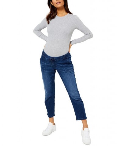 LUXEssentials Ribbed Crewneck Maternity T-Shirt Grey $24.00 Tops