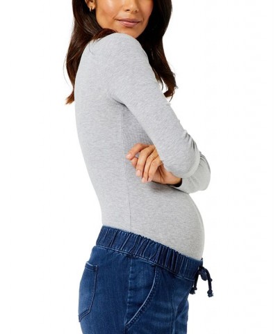 LUXEssentials Ribbed Crewneck Maternity T-Shirt Grey $24.00 Tops