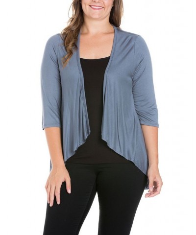 Plus Size Elbow Length Sleeve Open Cardigan Charcoal $41.24 Sweaters