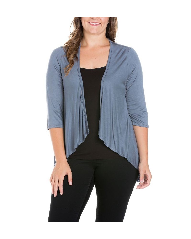 Plus Size Elbow Length Sleeve Open Cardigan Charcoal $41.24 Sweaters