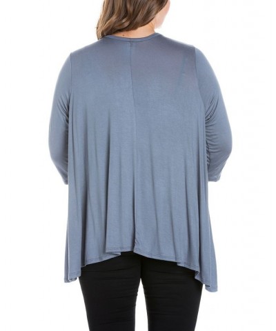 Plus Size Elbow Length Sleeve Open Cardigan Charcoal $41.24 Sweaters