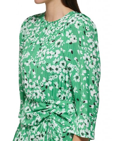 Women's Printed Jacquard Ruffle-Hem Dress Green Multi $58.46 Dresses