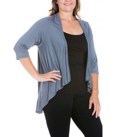 Plus Size Elbow Length Sleeve Open Cardigan Charcoal $41.24 Sweaters